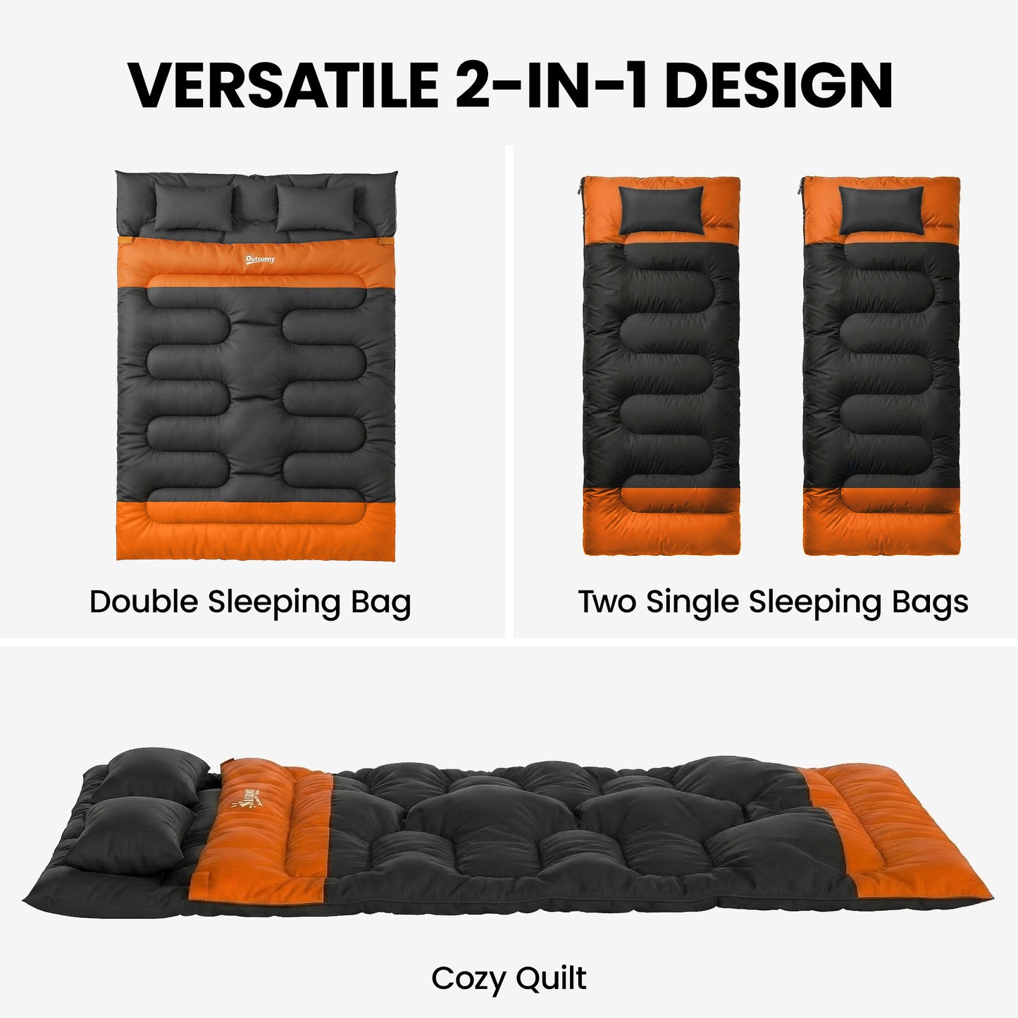 Double Sleeping Bag with 2 Pillows (1)
