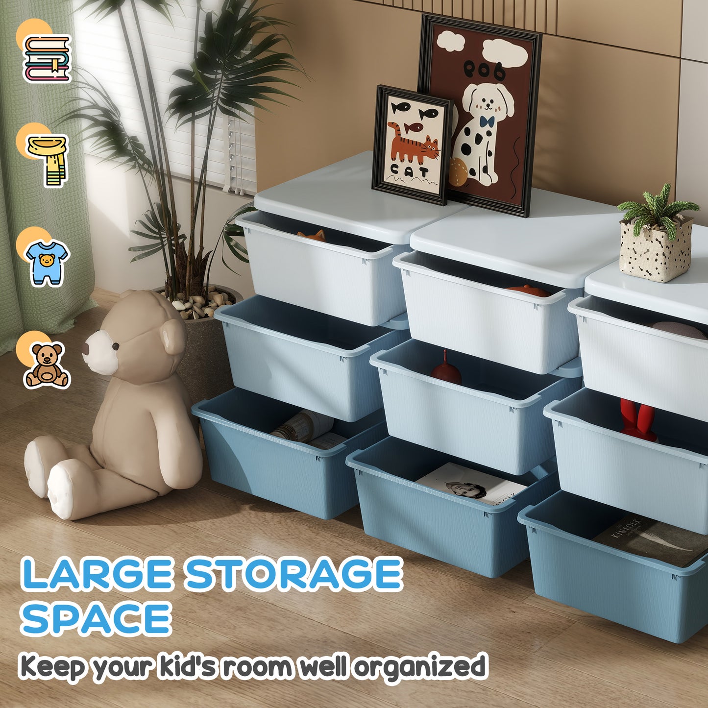 Kids Storage Unit, with Nine Drawers
