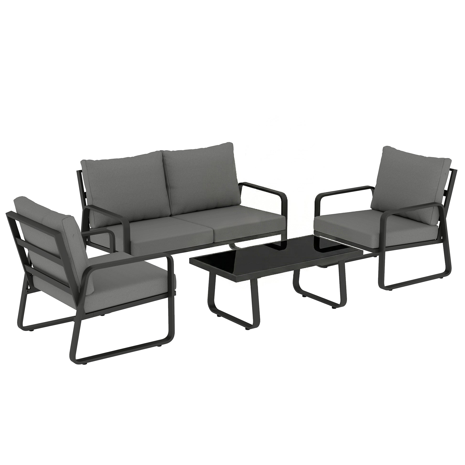 4 Piece Garden Furniture Set, Outdoor Sofa Set with Loveseat