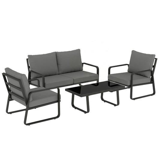 4 Piece Garden Furniture Set, Outdoor Sofa Set with Loveseat