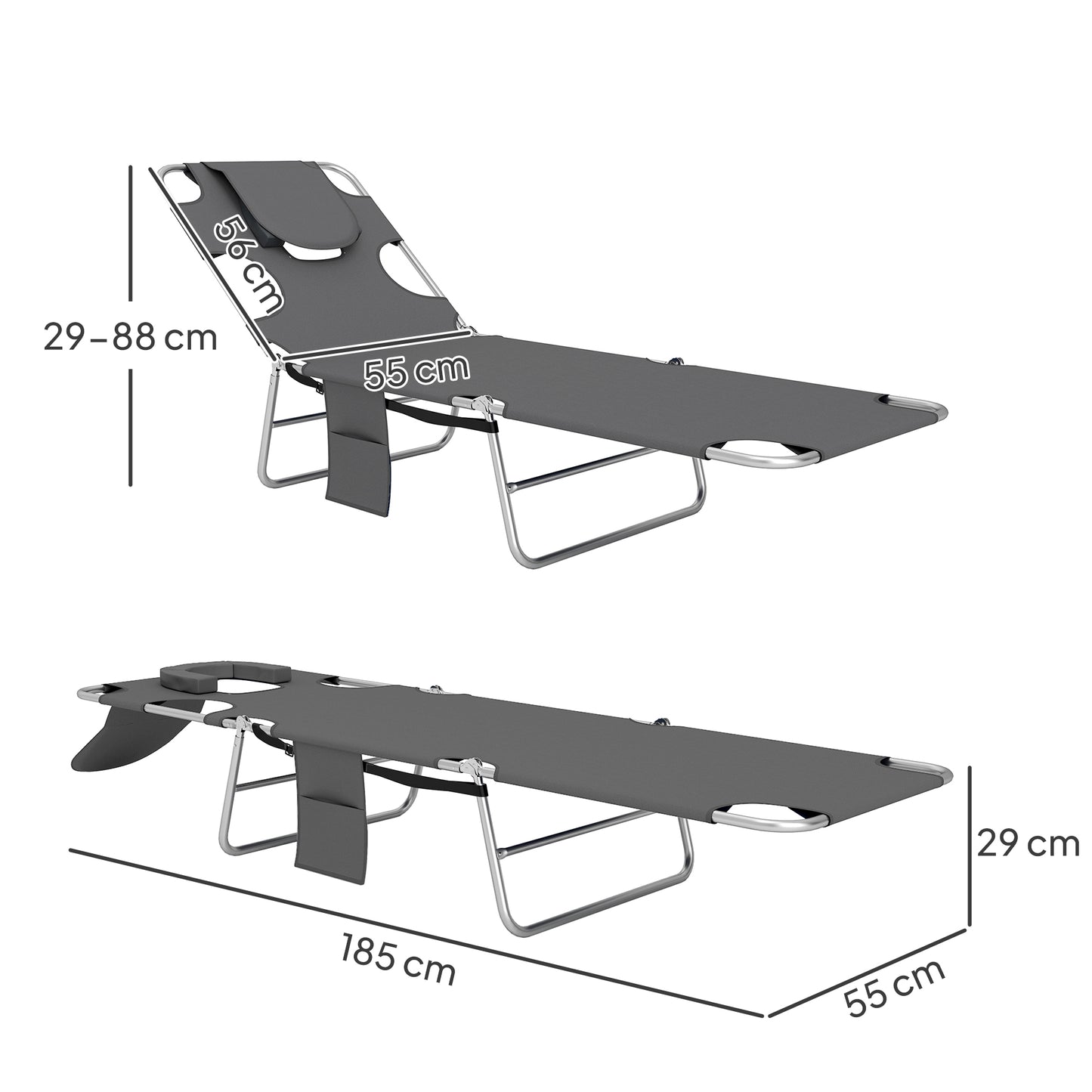 Reclining Face Hole Sun Lounger