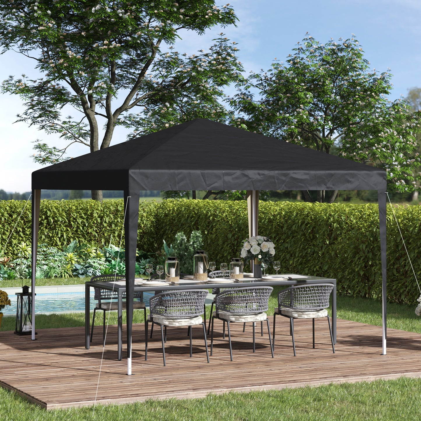 3 x 3M Garden Pop Up Gazebo Height Adjustable Marquee Party Tent