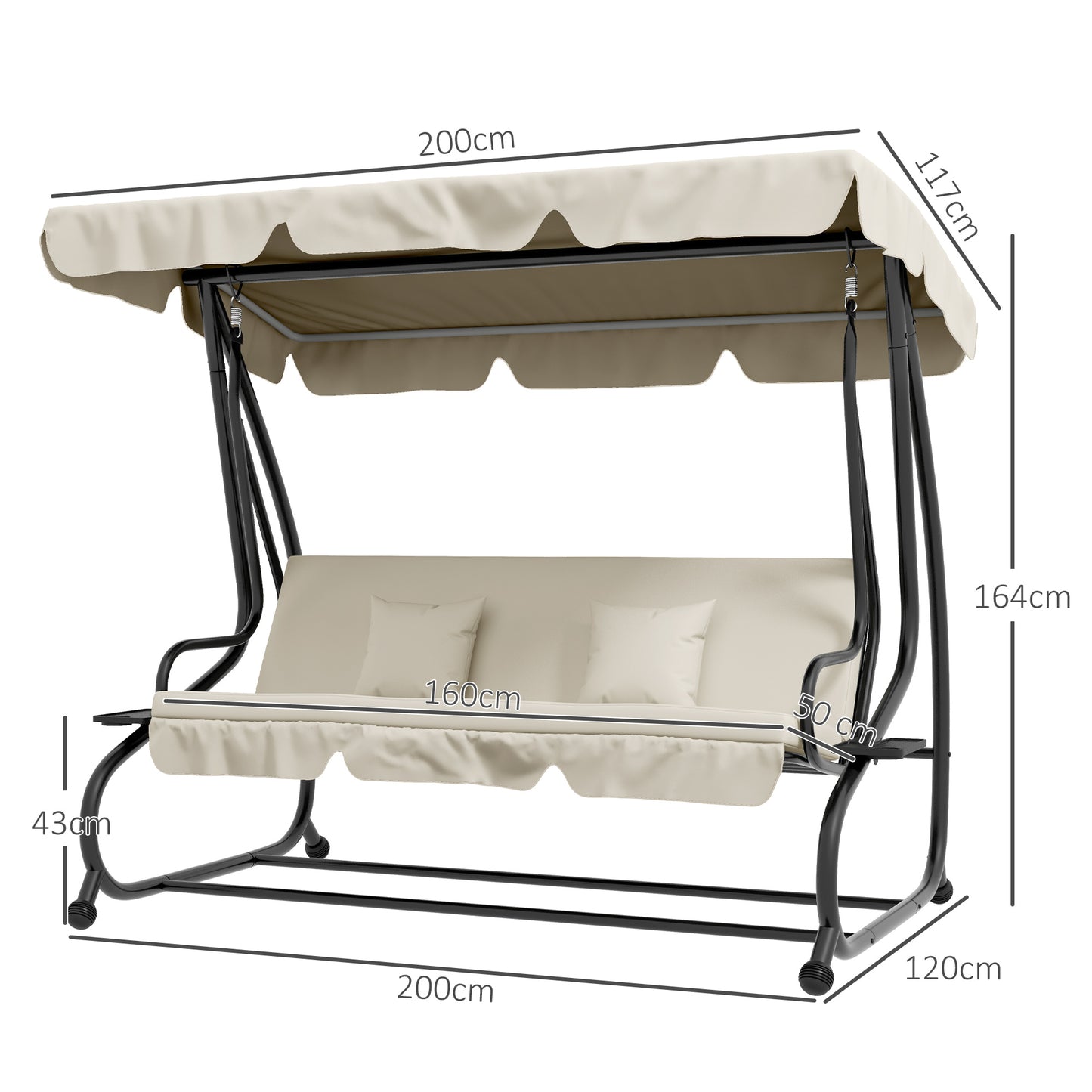 Convertible Three-Seater Swing Chair Bed