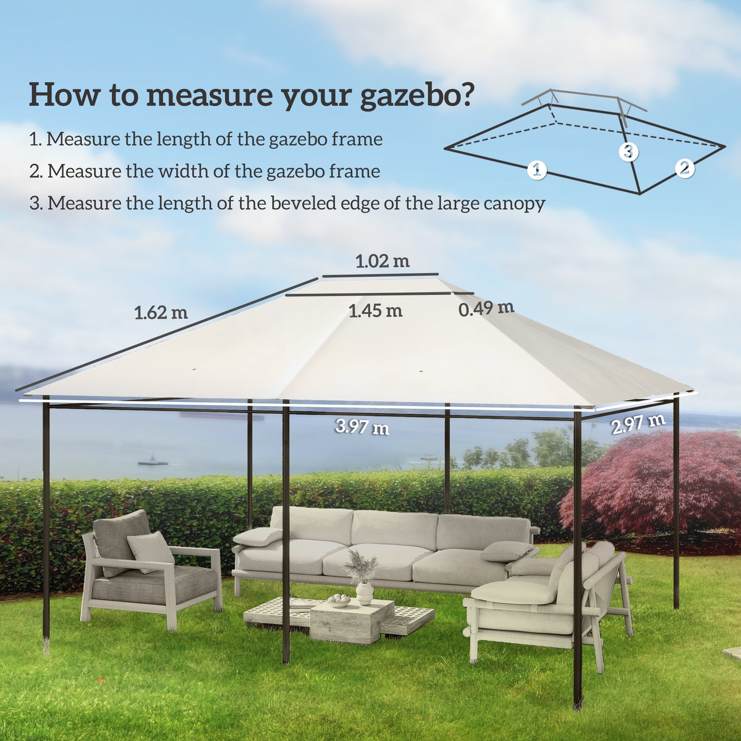 3 x 4m Gazebo Canopy Replacement Cover