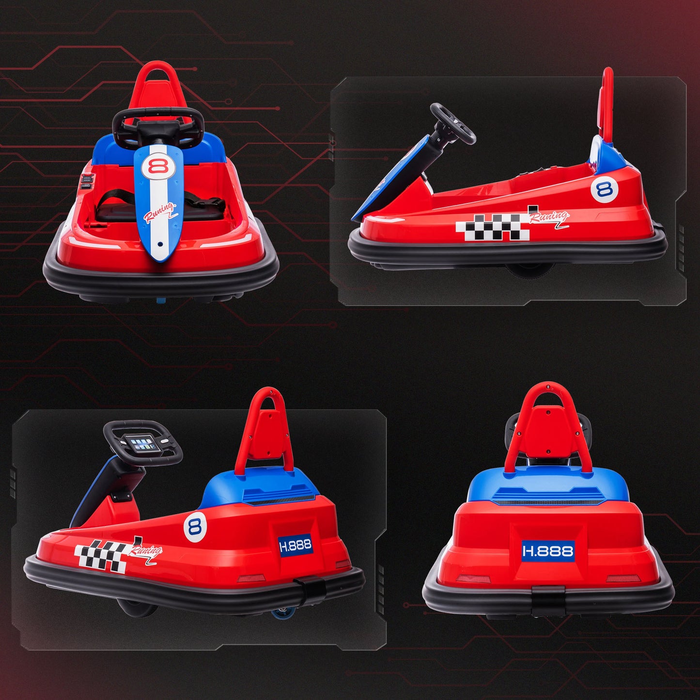 6V Electric Kids Bumper Car, 6V Spin Waltz Car, with Music, Horn