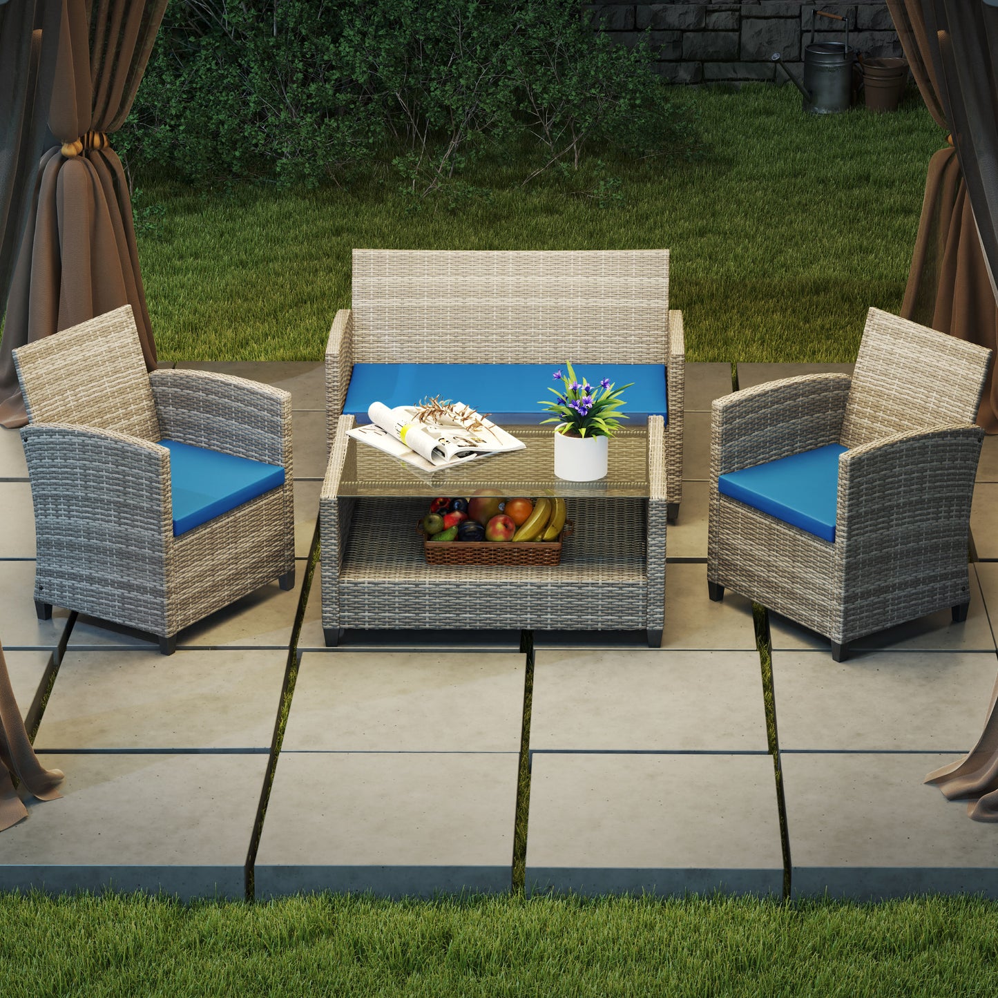 Outdoor Seat Cushion Pads for Rattan Furniture