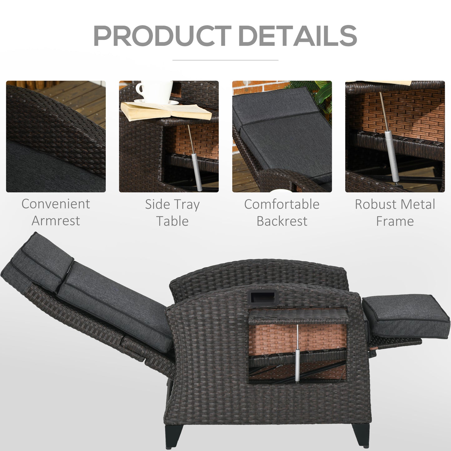 Outdoor Recliner Chair with Adjustable Backrest and Footrest (1)