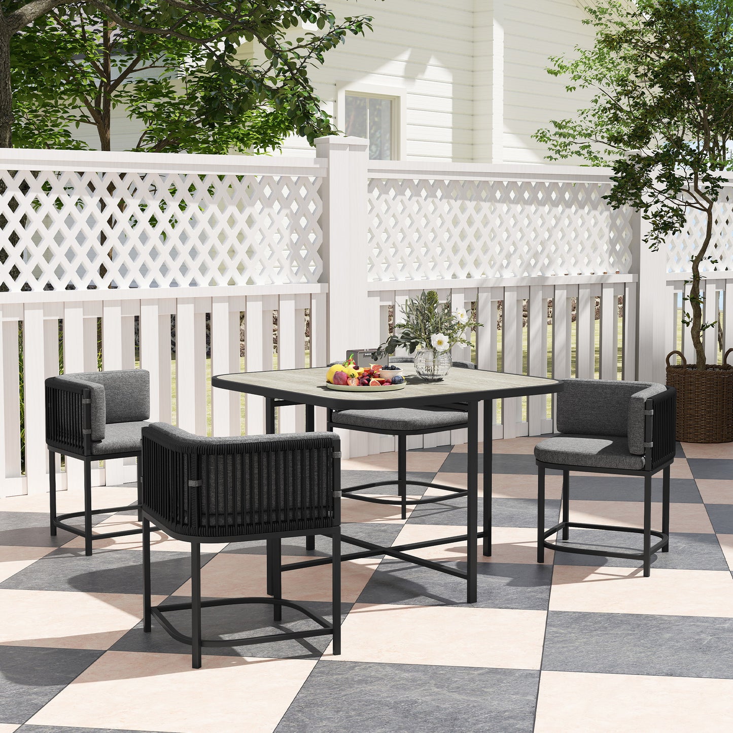 4-Seater Rattan Cube Garden Furniture Set with Cushions