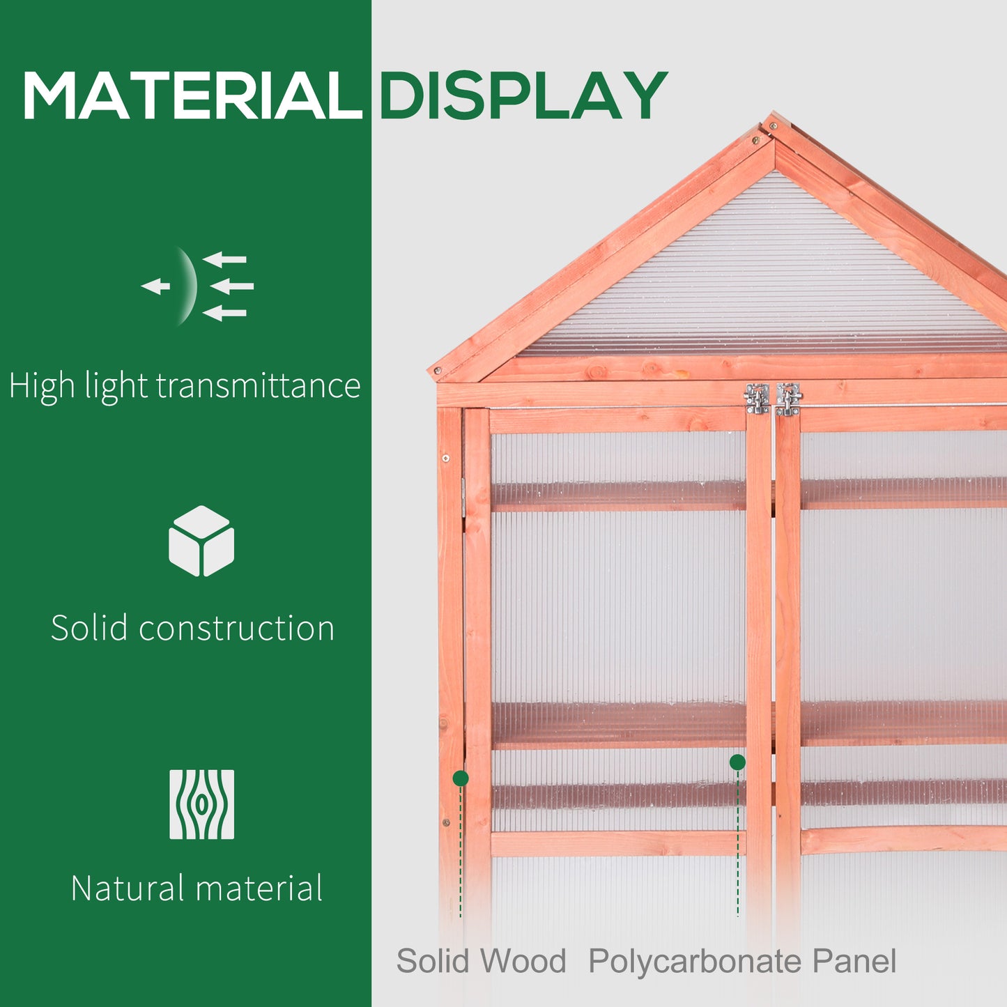 Garden Cold Frame Polycarbonate Greenhouse with Adjustable Shelves