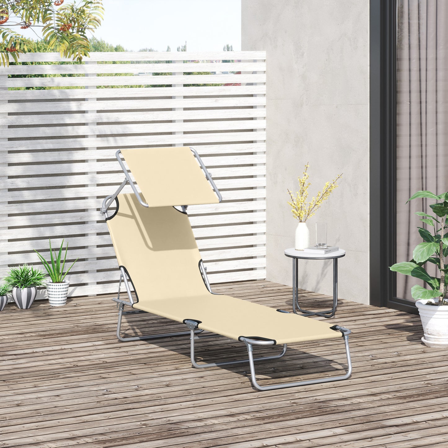 Folding Sun Lounger with Canopy