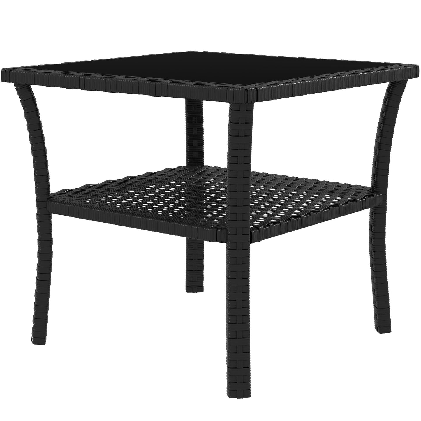 Two-tier PE Rattan Square Coffee Table