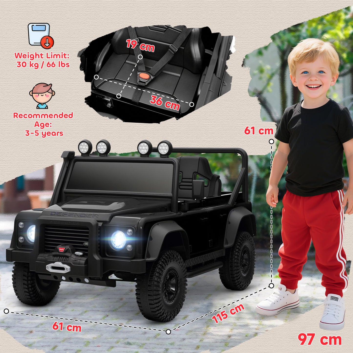 Kids Ride On Car with Remote Control, Music, Horn