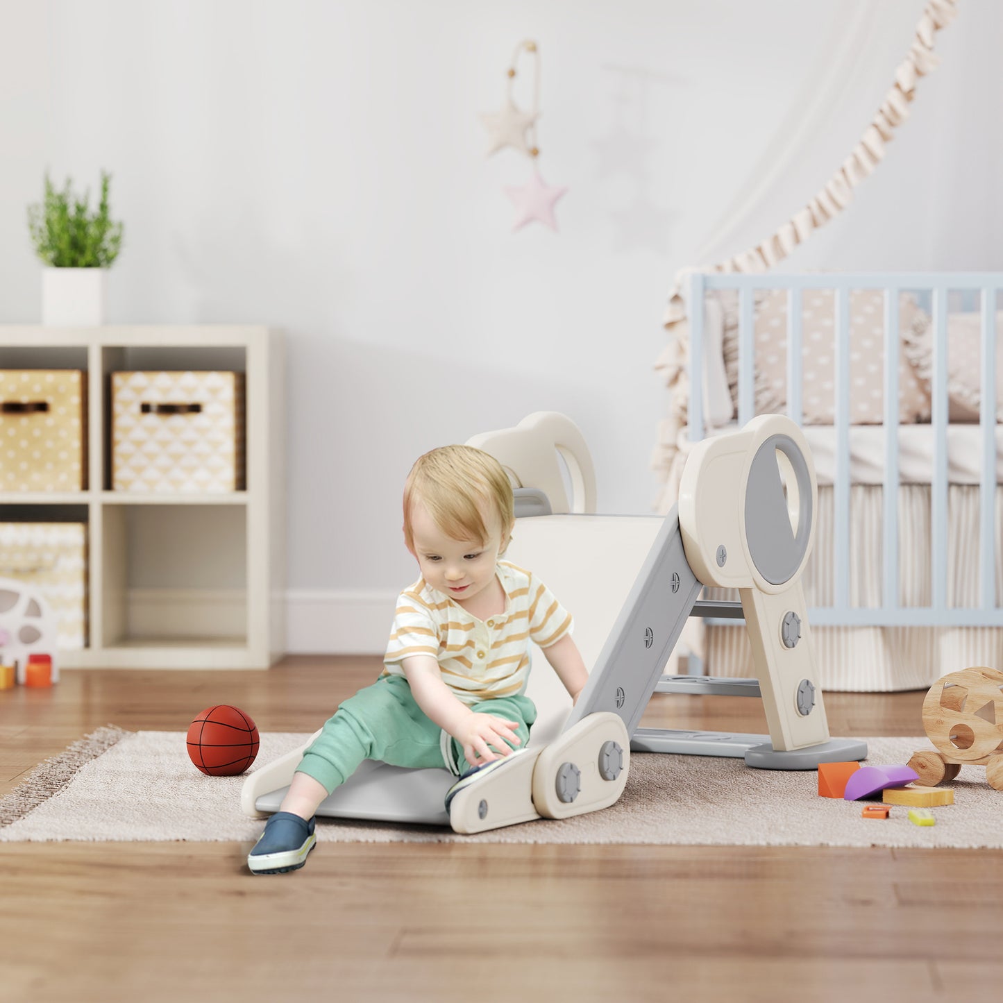 Foldable Kids Slide, Freestanding Baby Slide, for Ages 1.5-3 Years