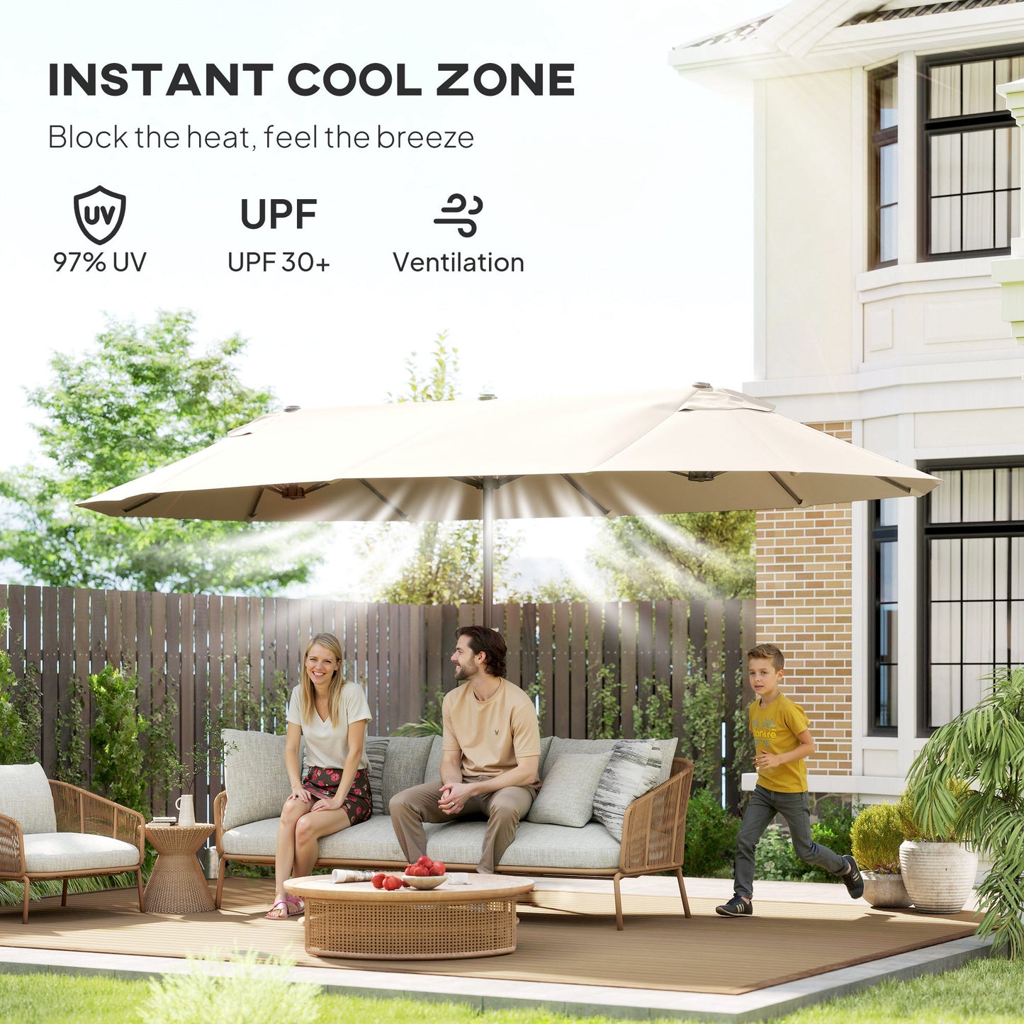 4.6m Double Garden Parasol