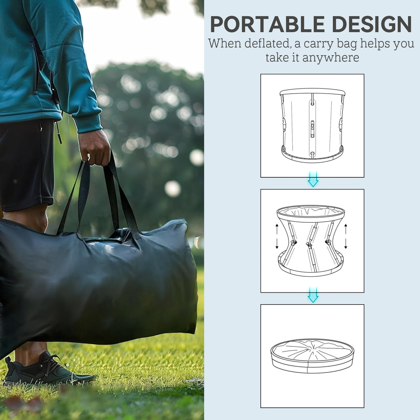 210L Outdoor Ice Bath Tub, with Lid, Cover, Carry Bag