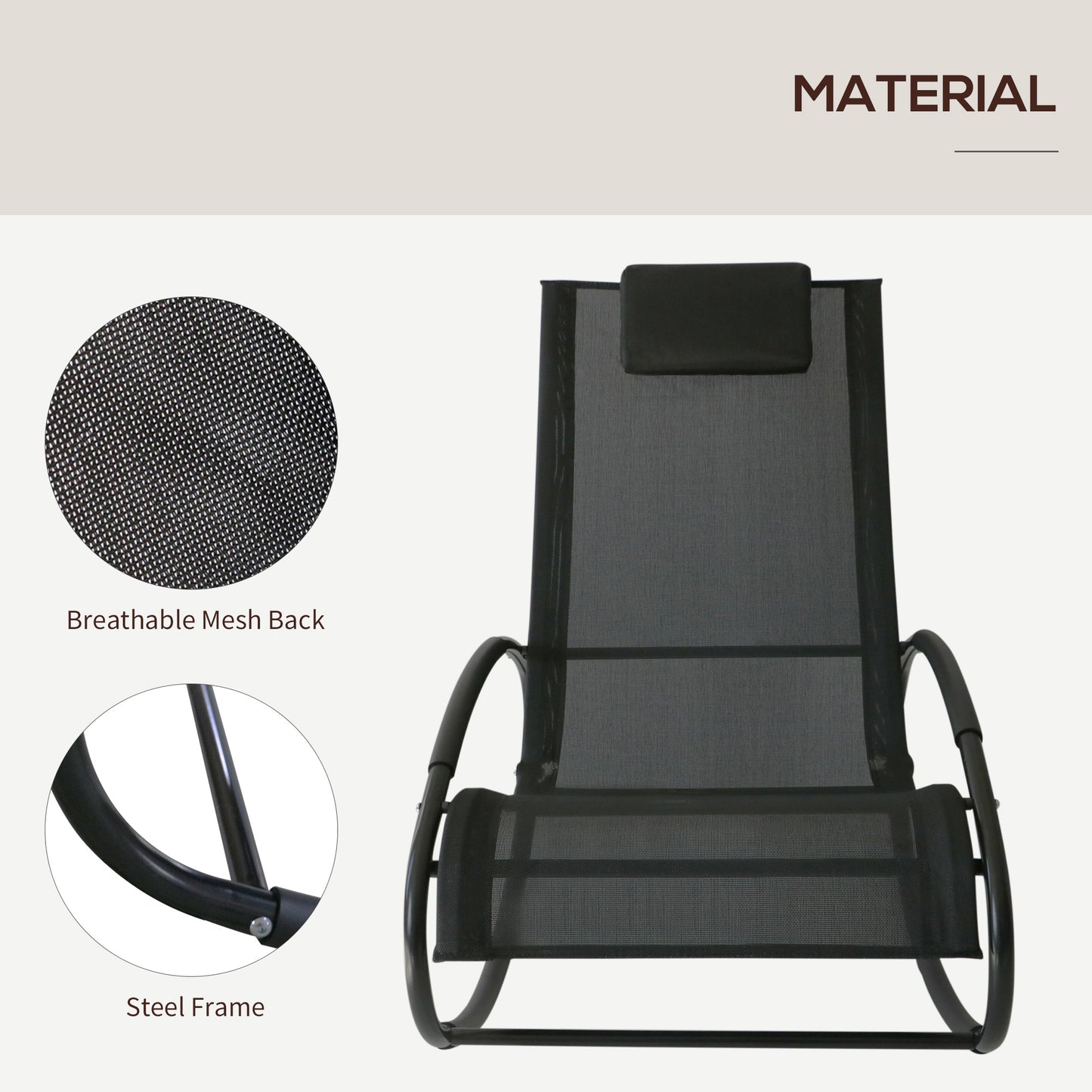 Rocking Chair Sun Lounger Recliner Rocker Texteline Fabric Patio