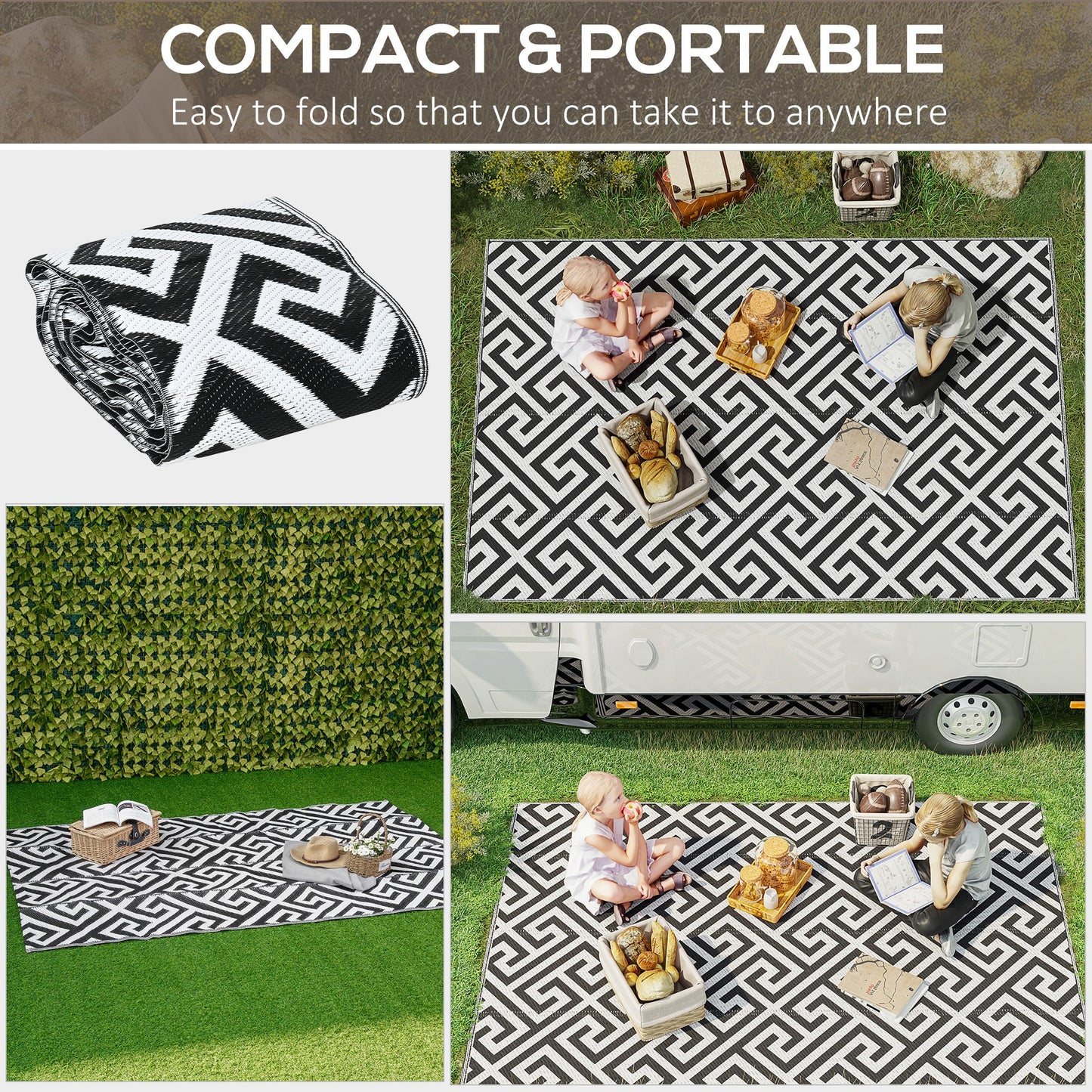 152 x 243 cm(5x 8ft) Outdoor Rug Reversible Mat Plastic Straw Rug