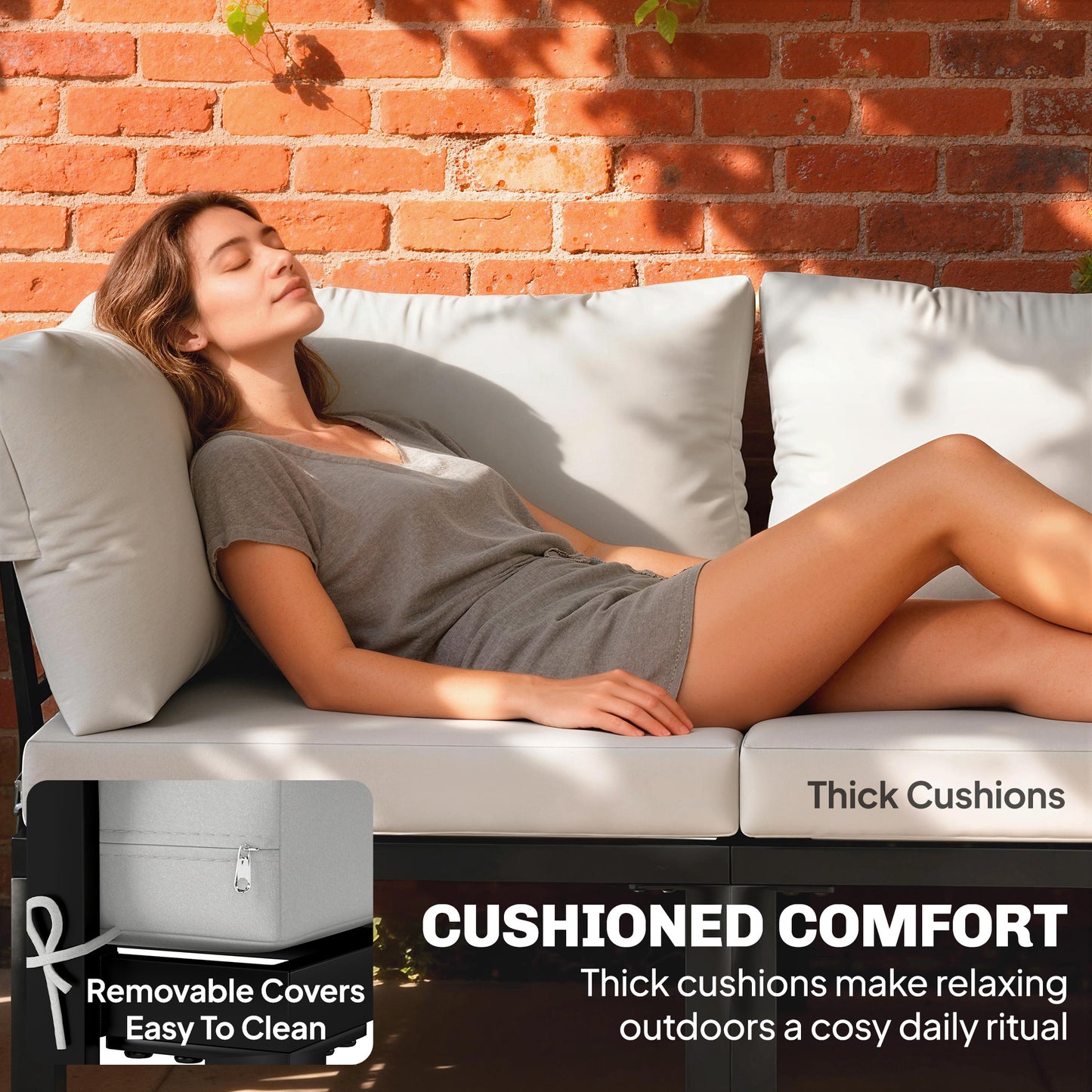 Garden Furniture Set, 6 Piece Corner Sofa Set with Loveseat