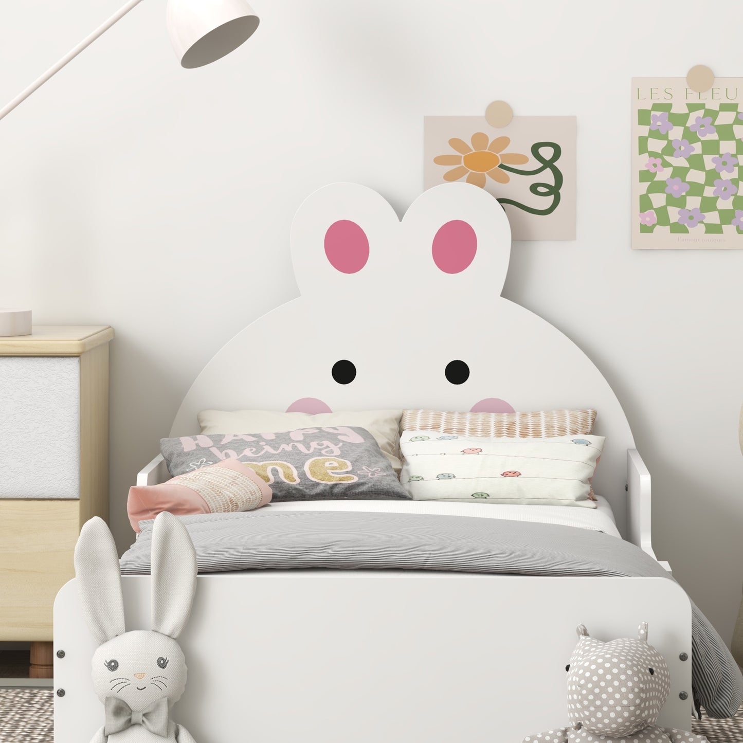 Wooden Kids Bedroom Furniture Set with Kids Dressing Table, Stool