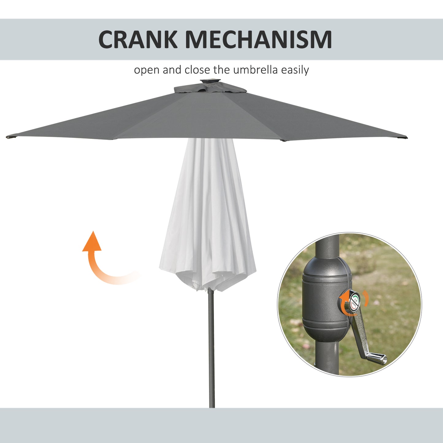 2.7m Patio Garden Umbrella Outdoor Parasol with Tilt Crank (3)