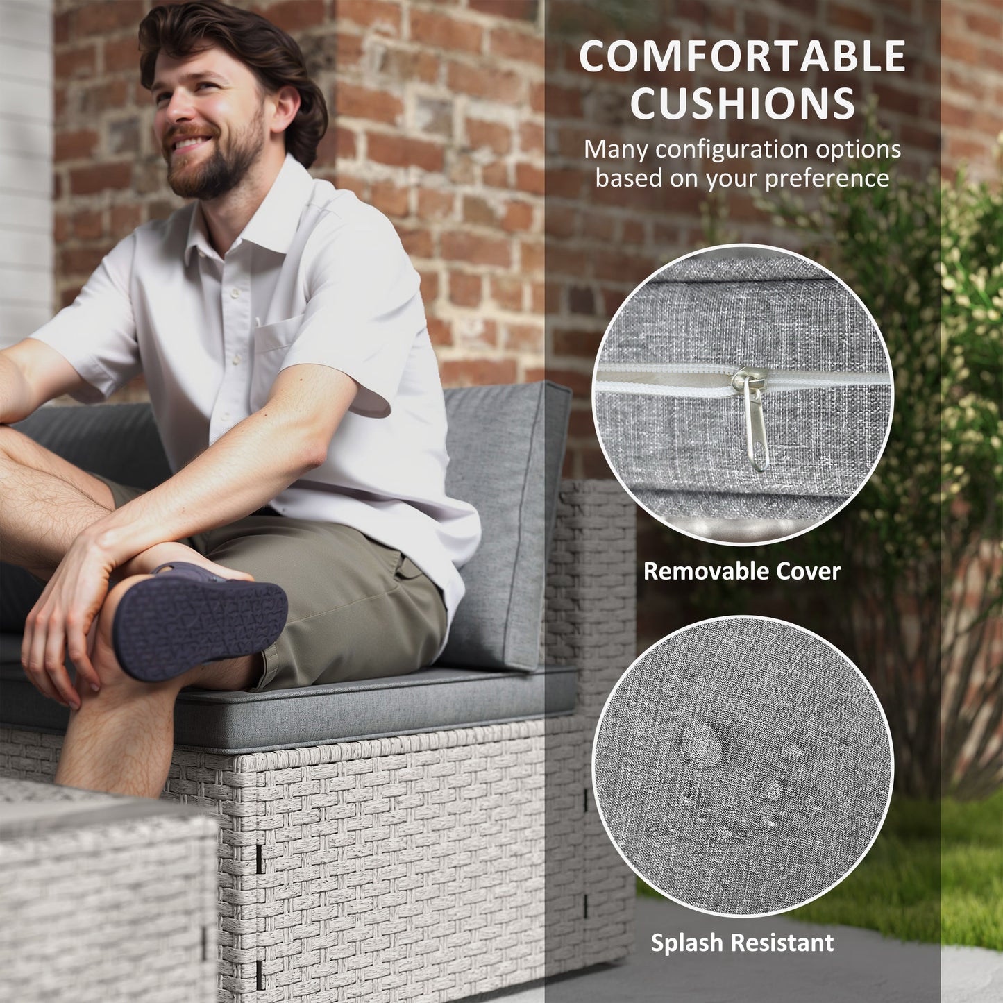 Seven-Piece Modular Rattan Set