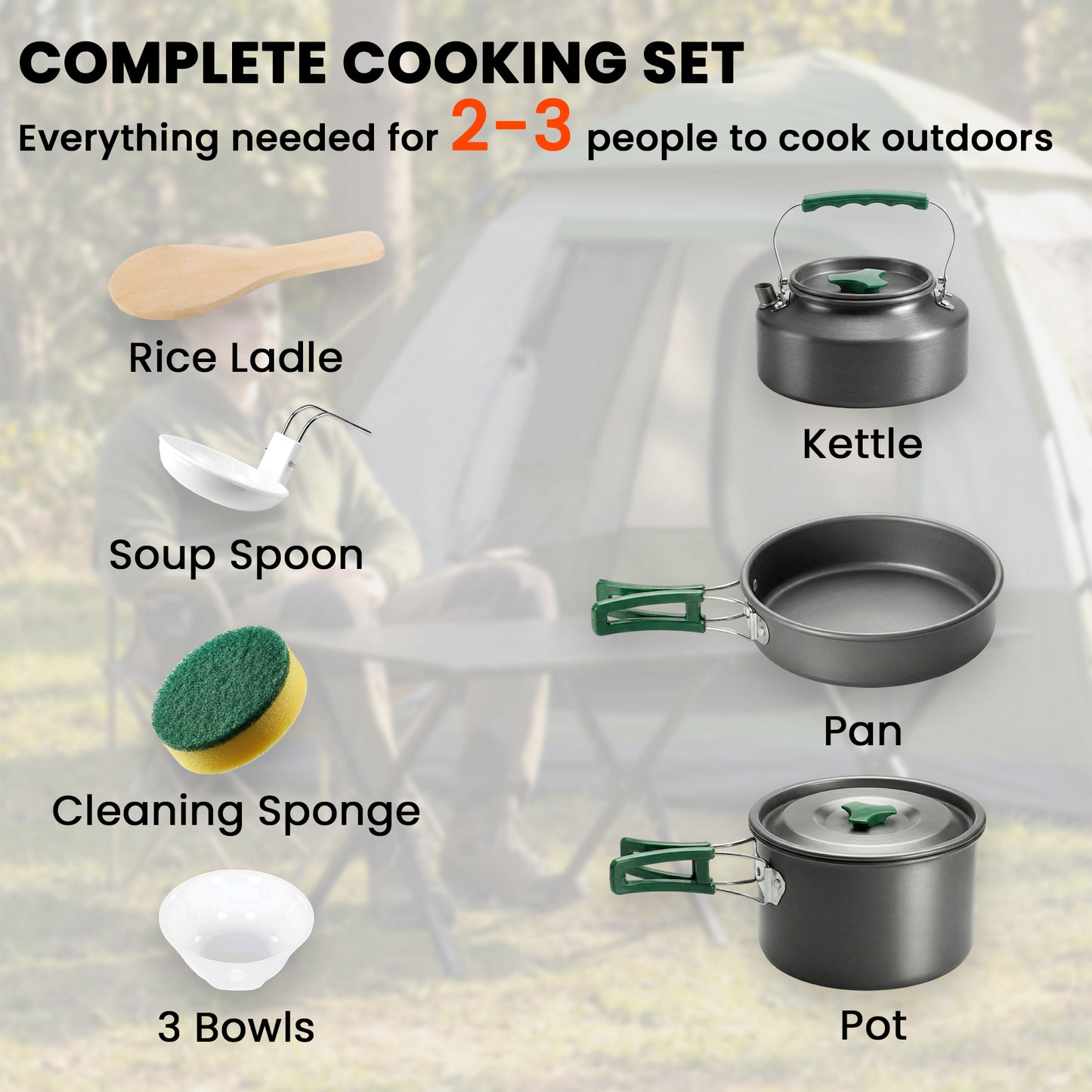 Camping Cookware Set for 2-3 People