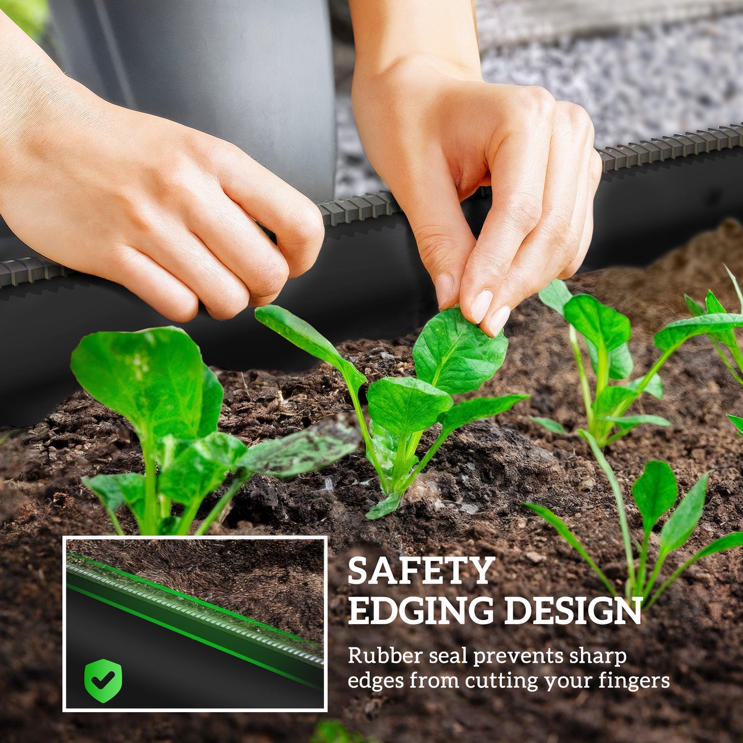 Galvanised Raised Garden Bed, Metal Planter Box with Safety Edging