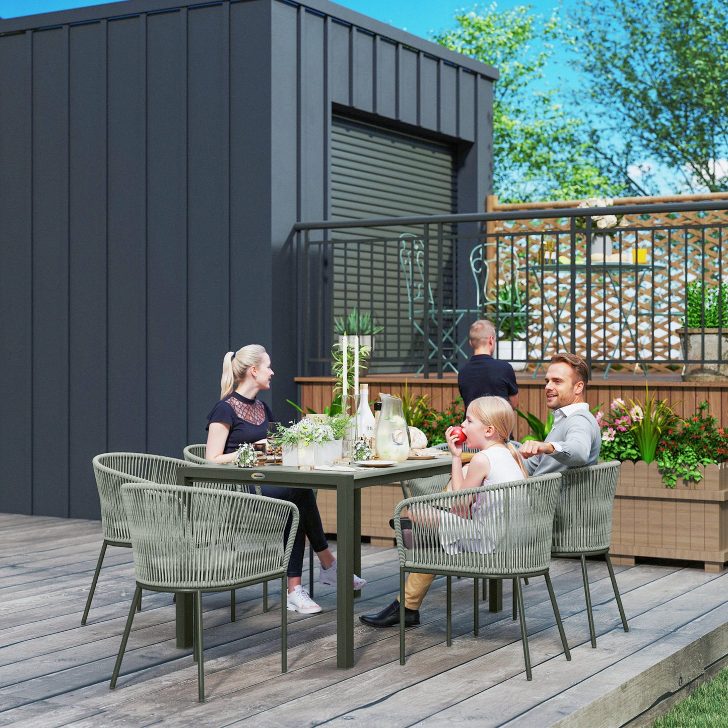 Rattan Dining Set, 6 Seater Rattan Garden Furniture Set