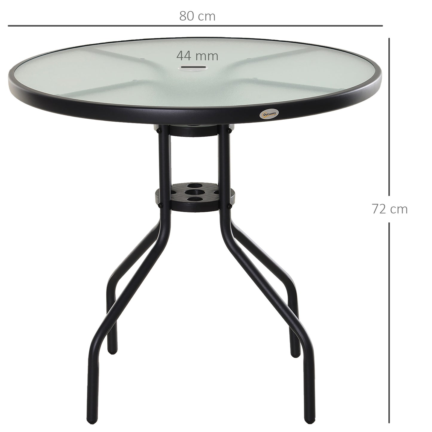 80 cm Round Garden Dining Table with Parasol Hole for 4