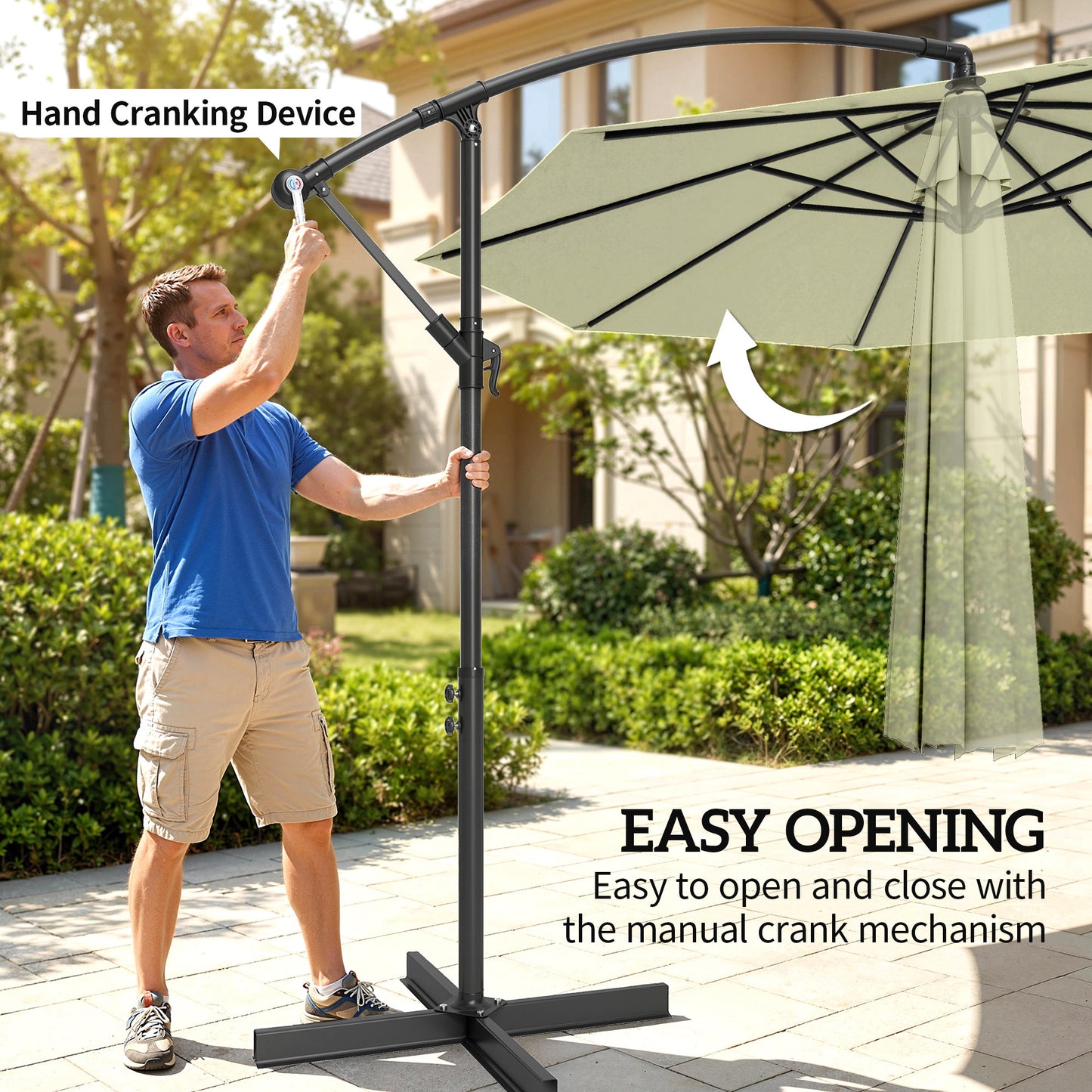 3m Overhanging Cantilever Parasol, with Cross Base (1)