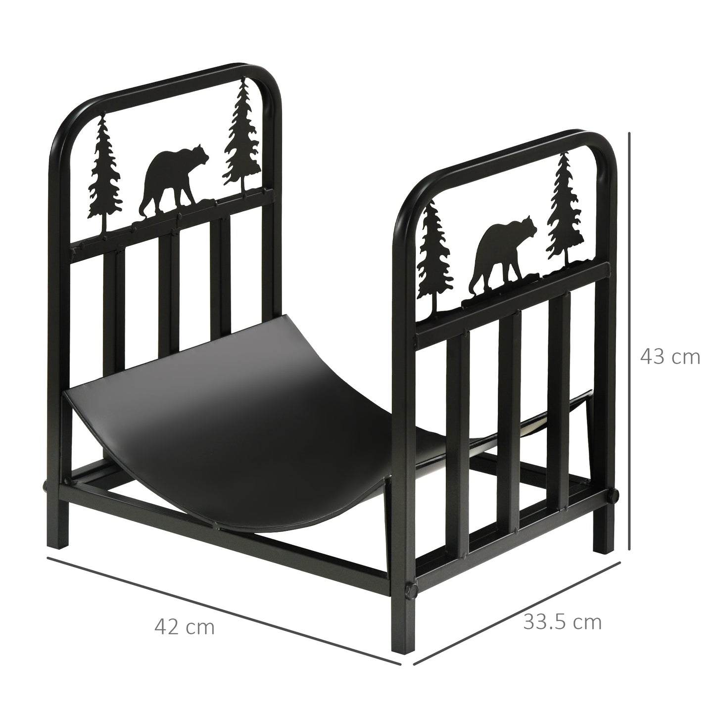 Metal Firewood Log Holder Indoor Outdoor Firewood Rack Inner Arced