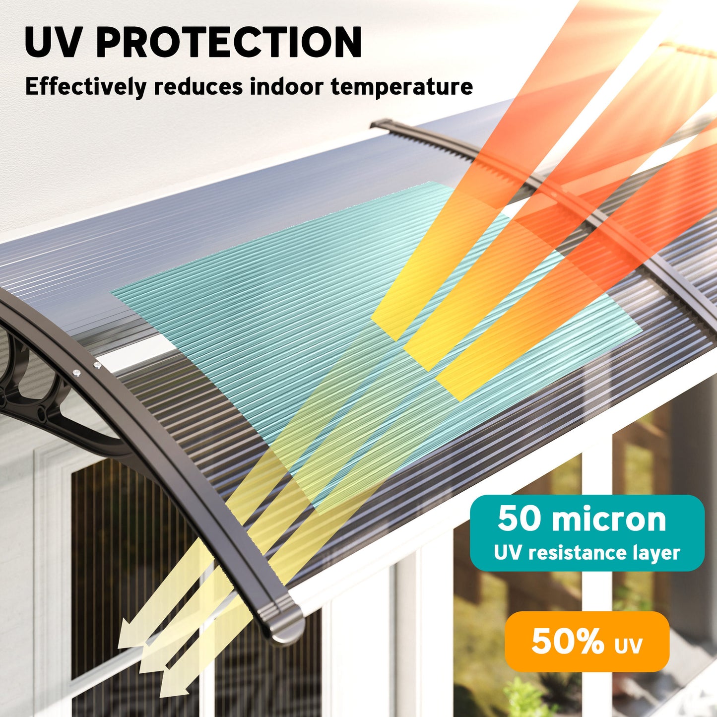Front Door Canopy Outdoor Awning Aluminium Rigid Plastic (1)