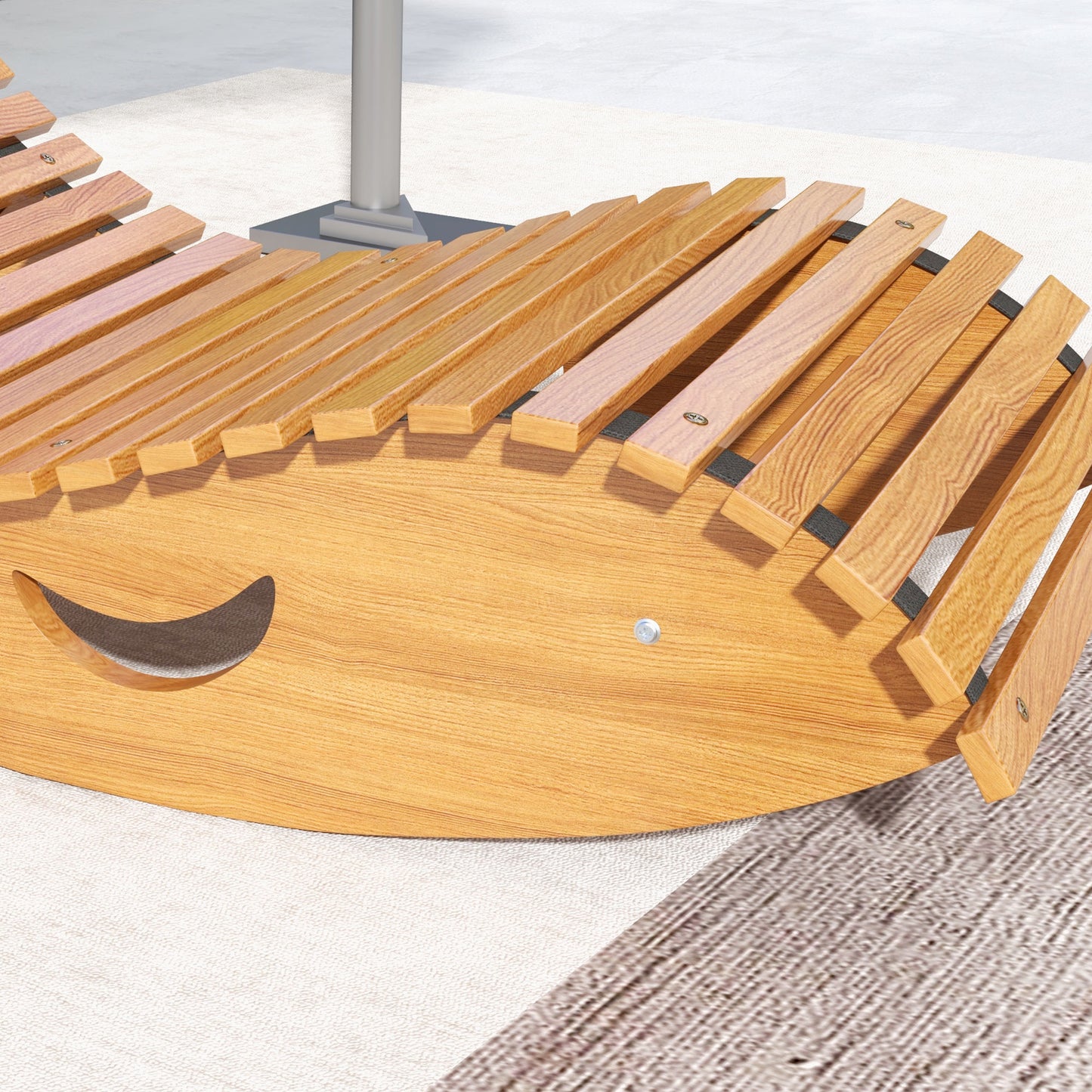 Outdoor Rocking Chair w/ Slatted Seat, Wooden Rocking Chair