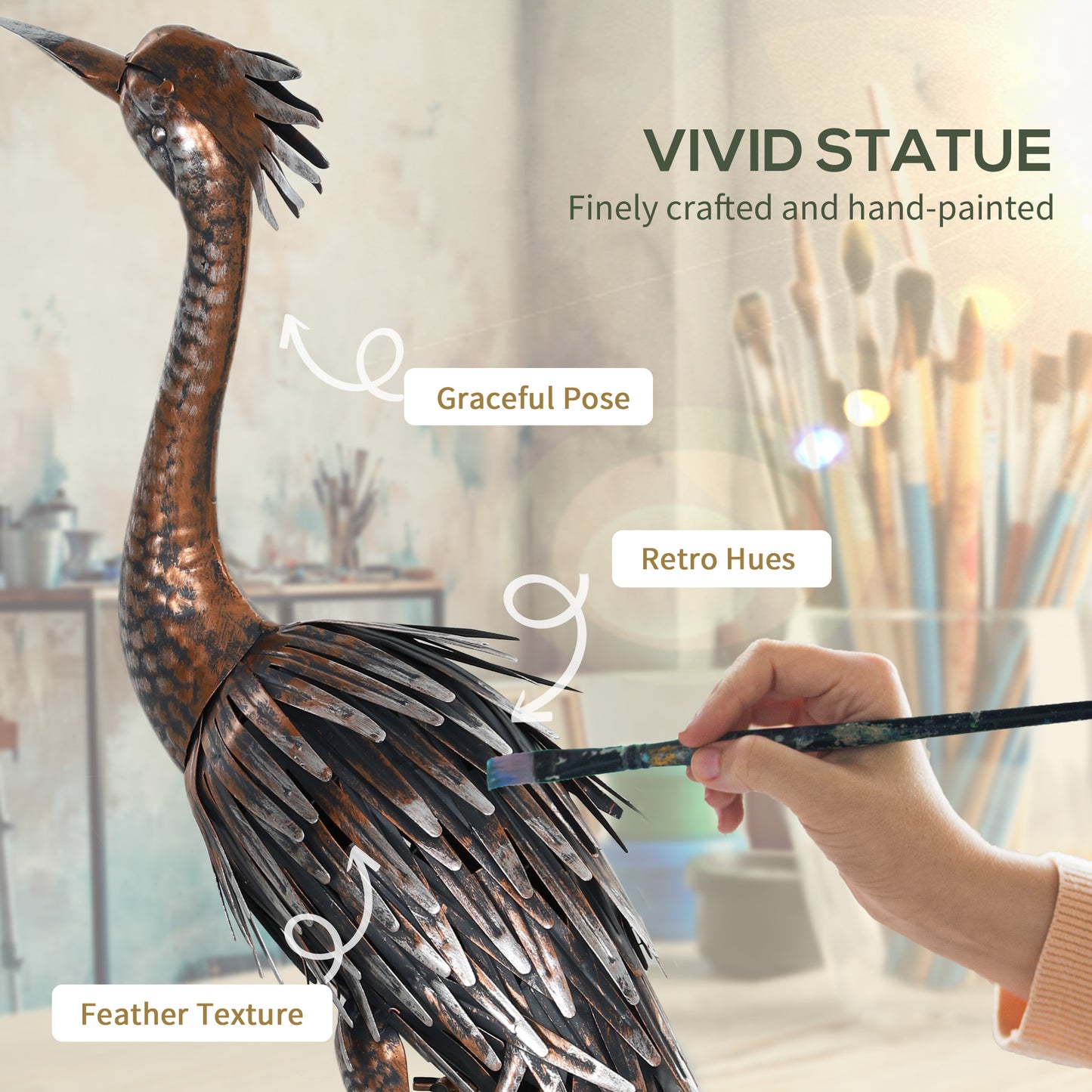 Heron Garden Statue, Standing Garden Ornament