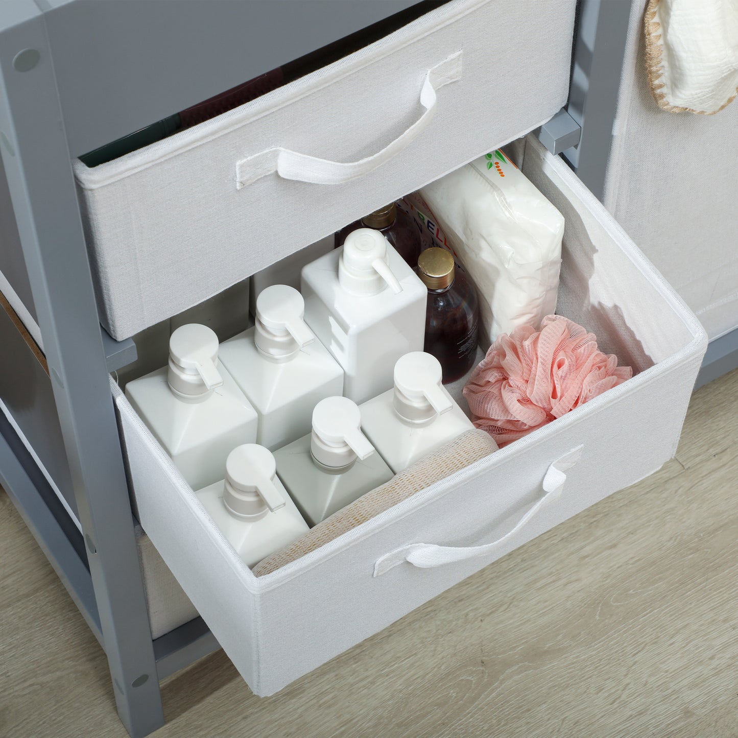 Baby Changing Unit with 4 Storage Drawers, Mat for Bedroom Nursery