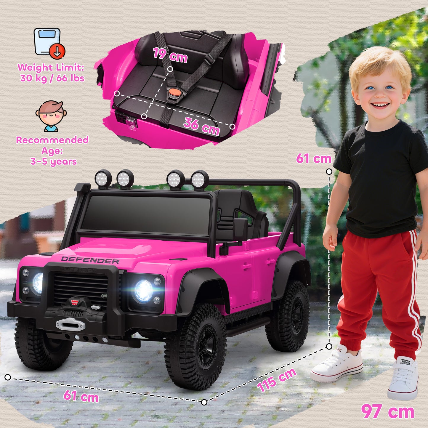 Kids Ride On Car with Remote Control, Music, Horn