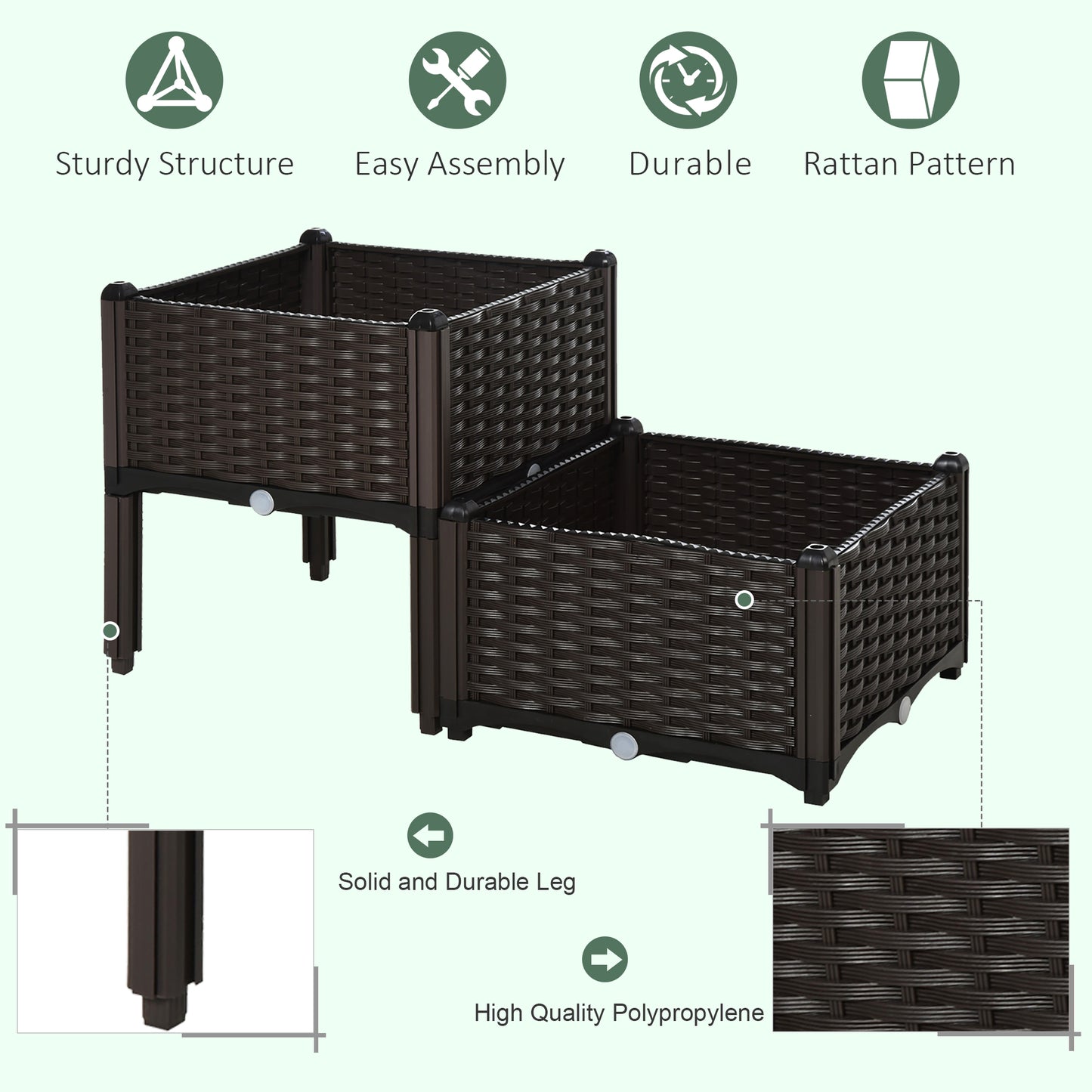 26L Garden Raised Bed Elevated Patio Flower Plant Planter Box PP