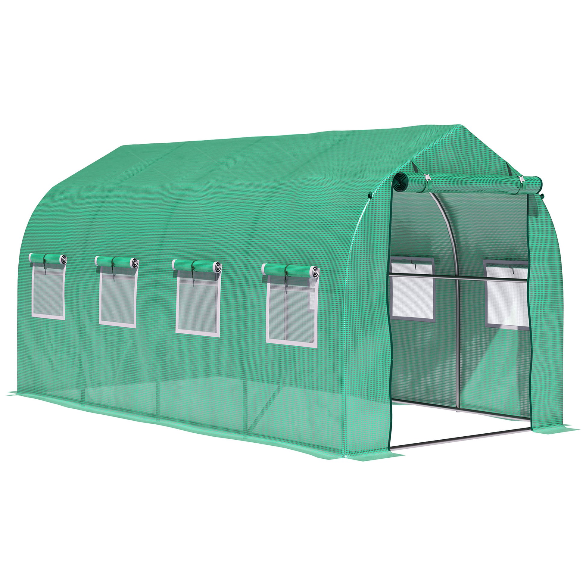 Polytunnel Greenhouse with Windows and Door