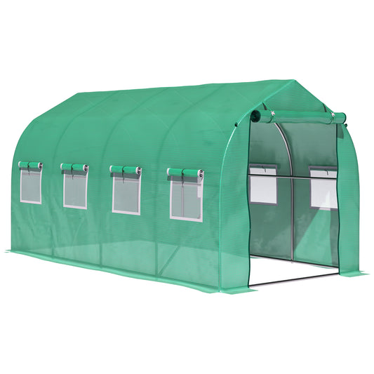 Polytunnel Greenhouse with Windows and Door