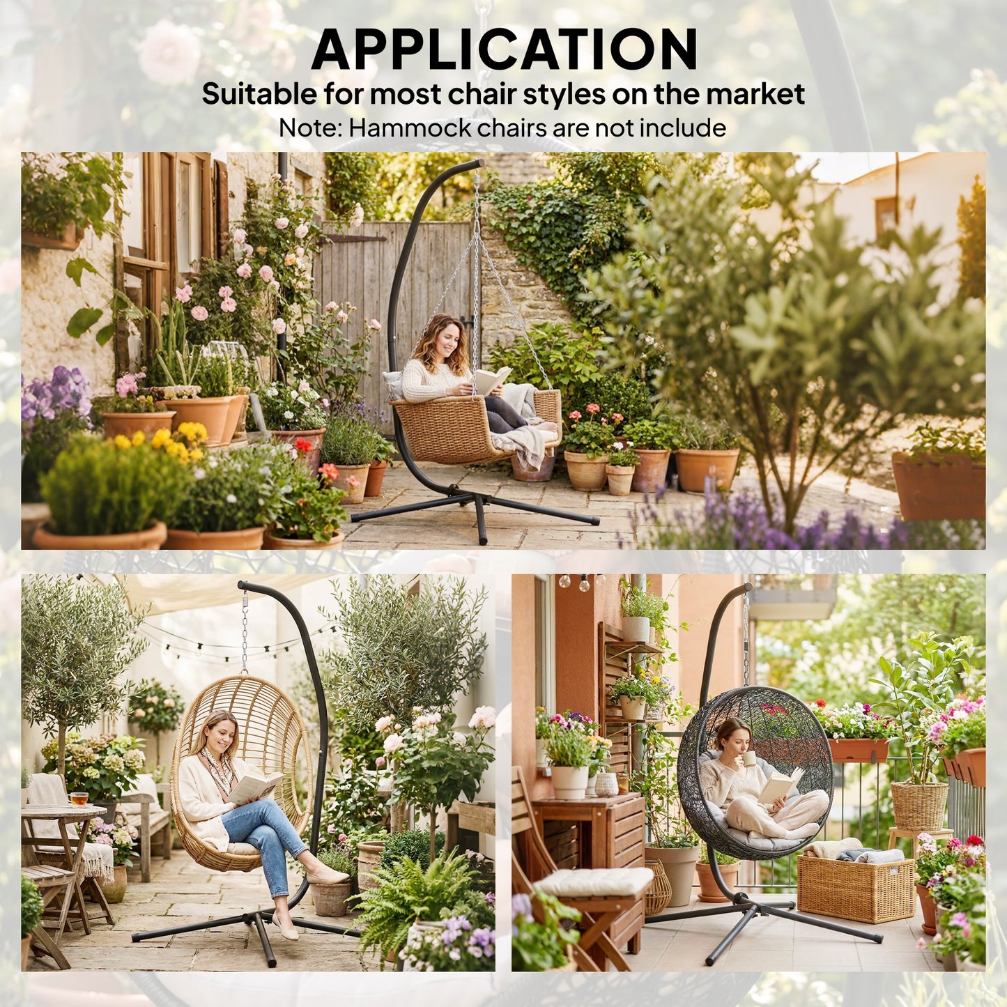 Hanging Egg Chair Stand Only, Hammock Chair C-Stand with Hanging Chain