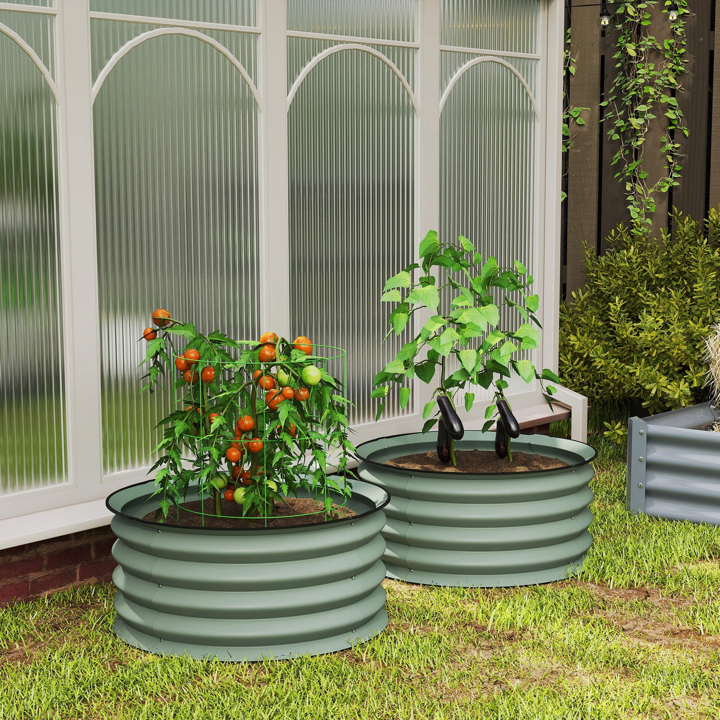 Set of 2 Raised Garden Bed, Metal Planter Box with Safety Edging