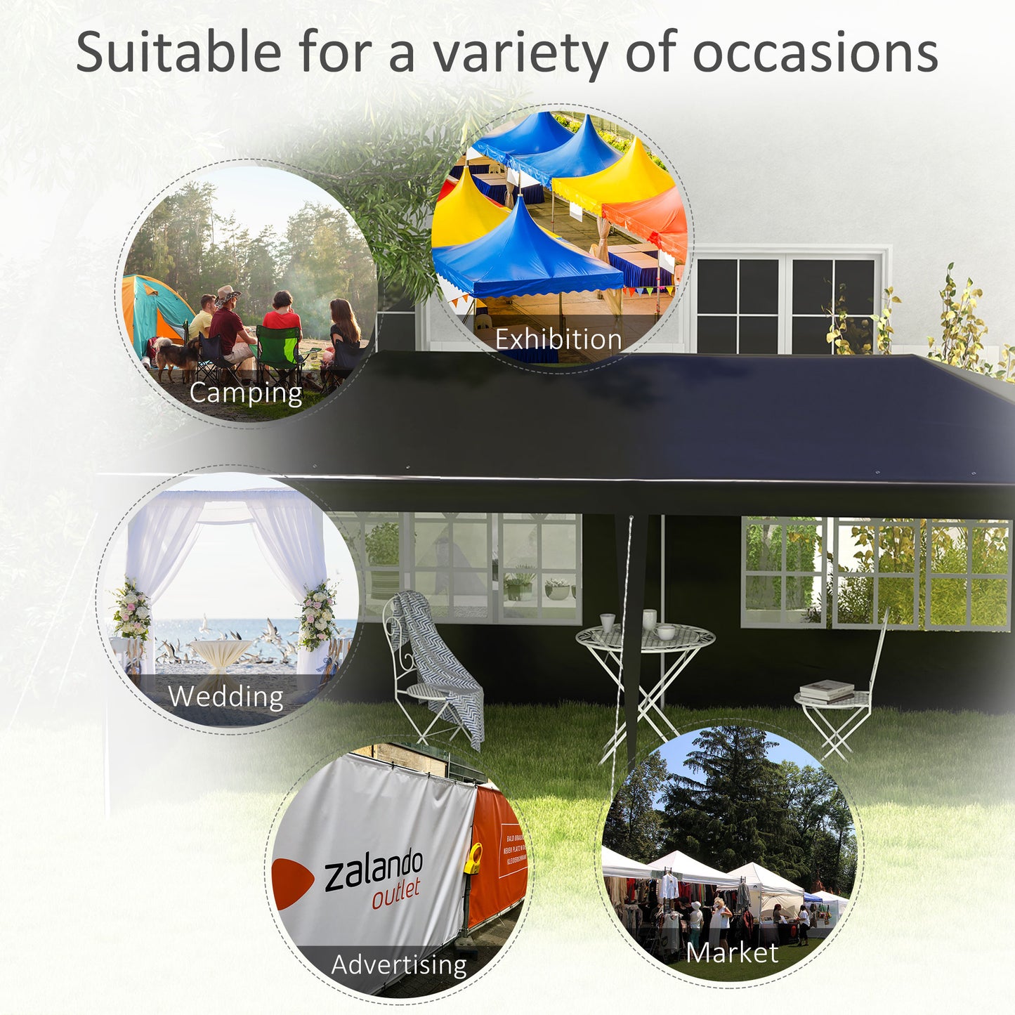 6 x 3 m Party Tent Gazebo Marquee Outdoor Patio Canopy Shelter