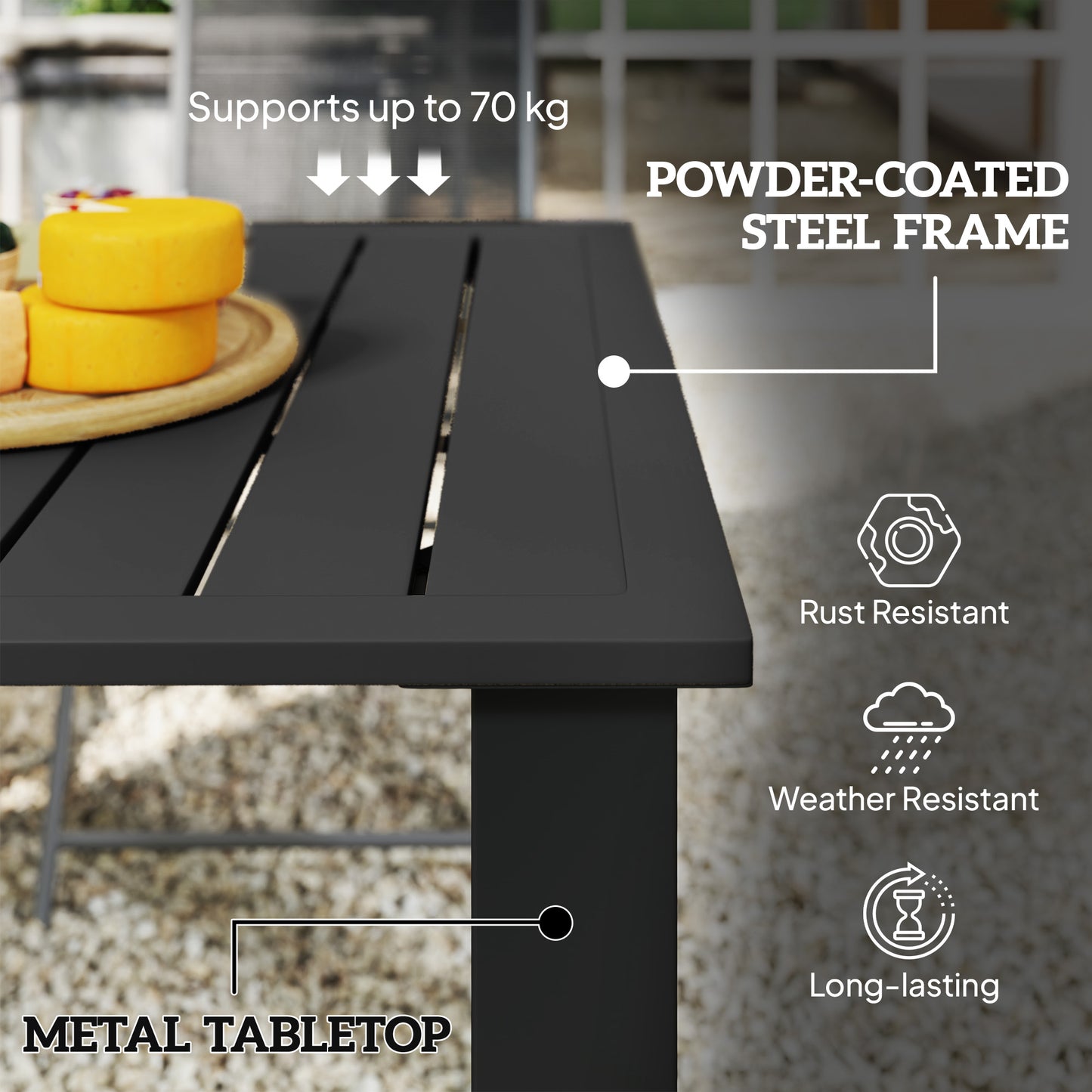 Garden Dining Table for 6 with Parasol Hole