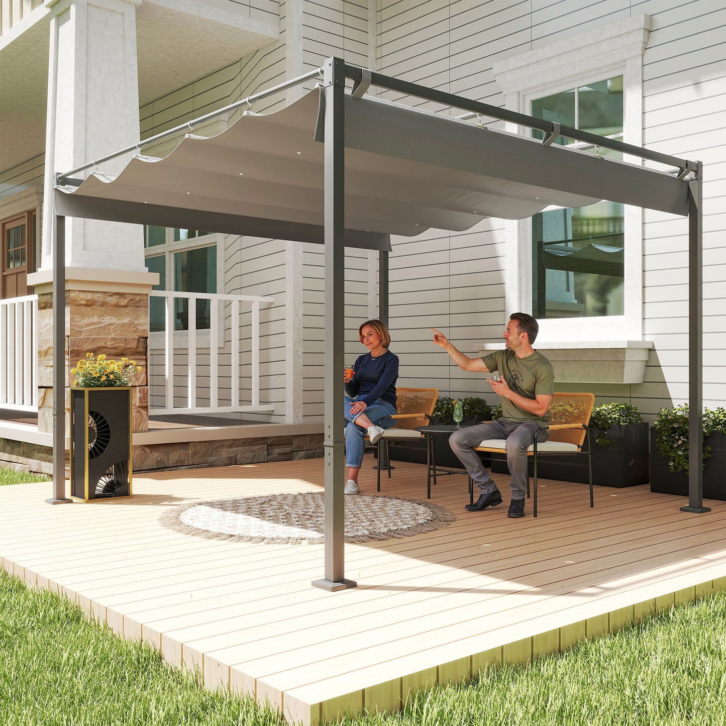3 x 3m Retractable Roof Metal Pergola