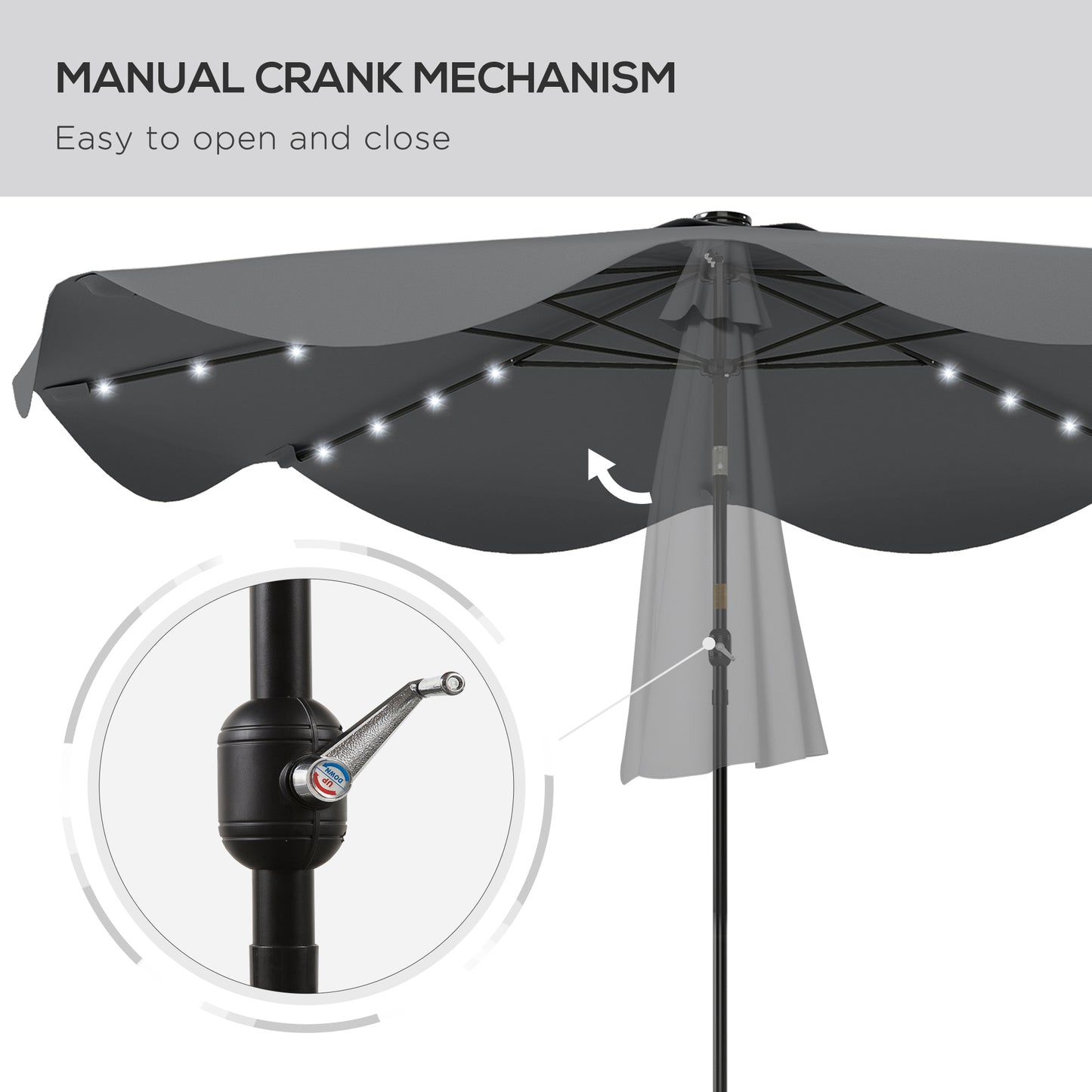 Solar Patio Umbrella with LED and Tilt