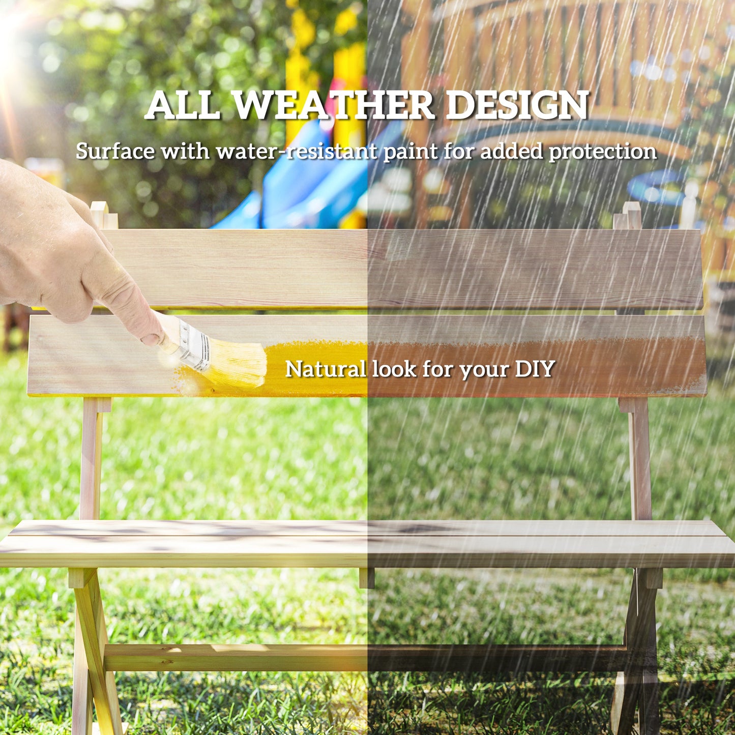 2 Seater Wooden Garden Bench, Fir Wood Outdoor Bench