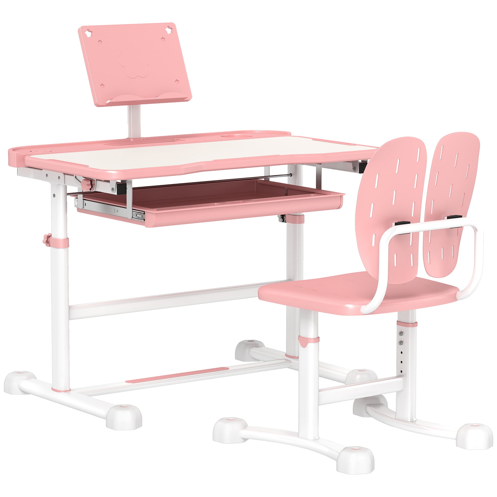 Height Adjustable Kids Desk and Chair Set, School Study Writing