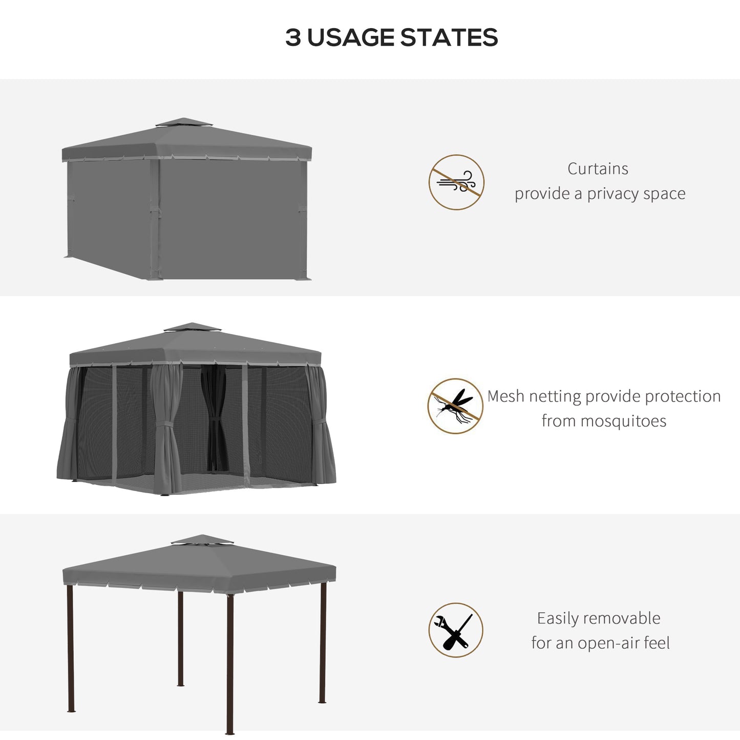 3 x 3(m) Patio Gazebo Canopy Garden Pavilion Tent Shelter Marquee