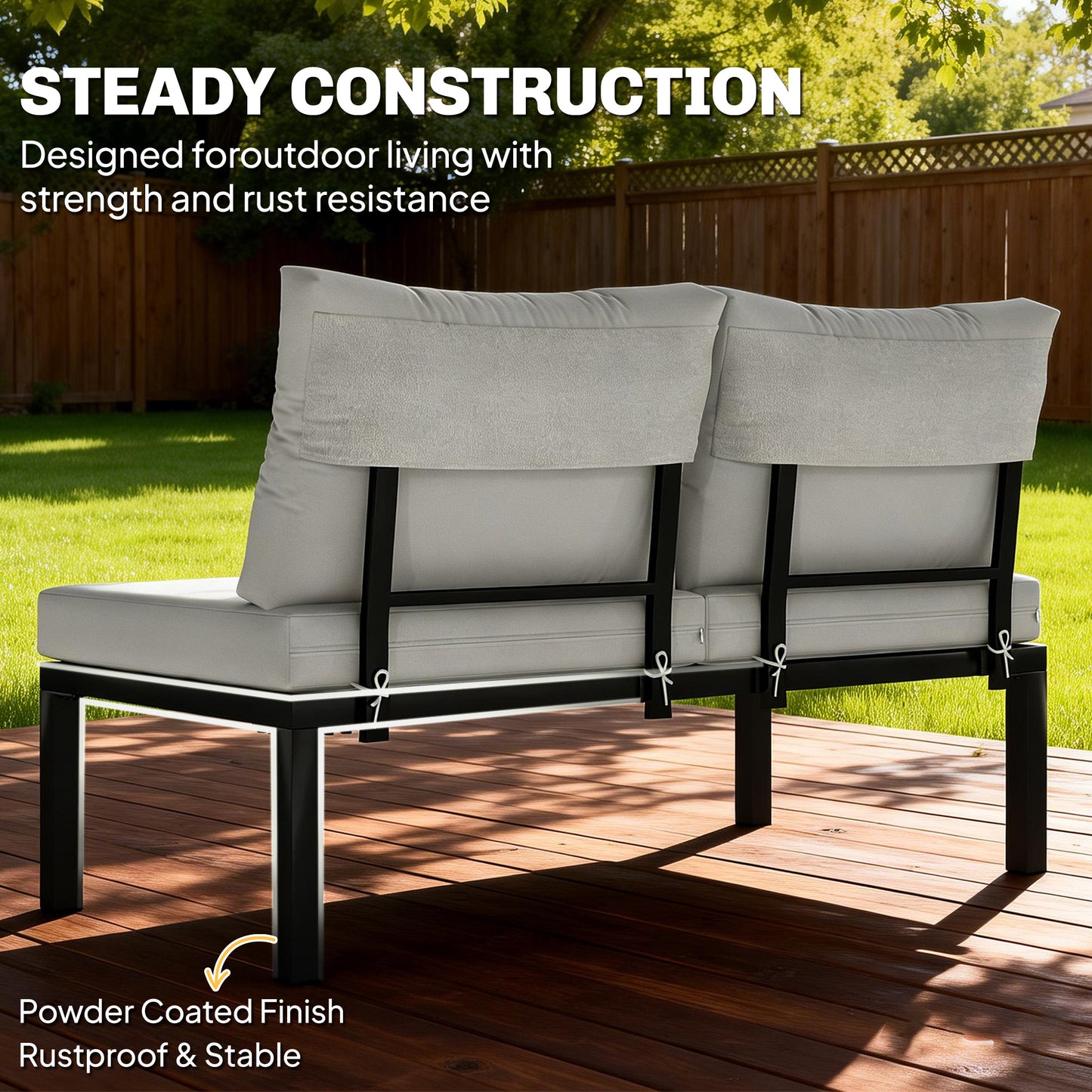 Garden Furniture Set, 6 Piece Corner Sofa Set with Loveseat