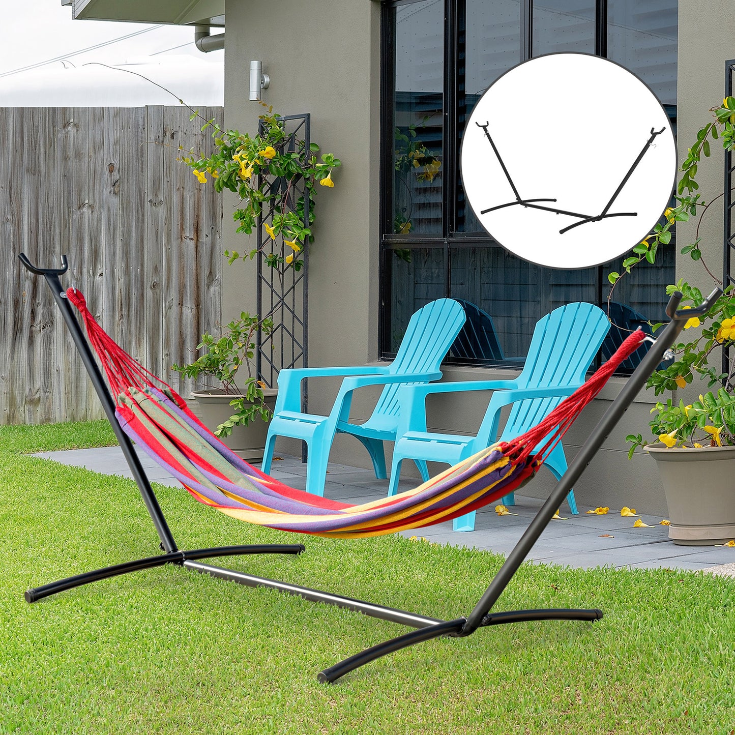 2.9m Universal Hammock Stand Metal Frame Garden Camping Picnic